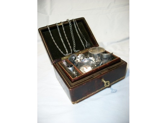 Incredible ALL STERLING SILVER Vintage Jewelry Lot W/Original Leather Jewelry Box (OVER 12 OZT)