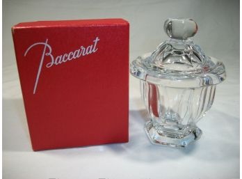 Mint Baccarat Covered Mustard / Condimant Jar W/ Original Box