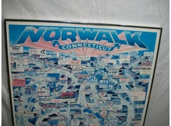 1985 Norwalk,Connecticut Business Map. . . Cool Piece - Fun To Look At