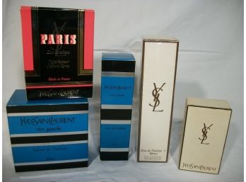 Five YSL Yves Saint Laurent Perfume Bottles Brand New Rive Gauche & Paris