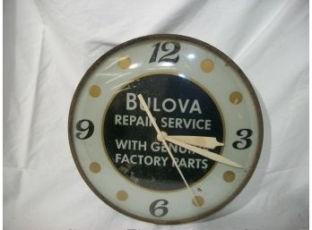 Fantastic Vintage Bulova Repair Service W/ 'Genuine Factory' Advertising Clock 1950's ?