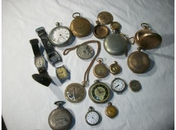 Assorted Lot Of 13 Watches (25pcs Total) Pocket & Wristwatches - FOR REPAIR !