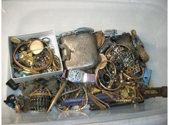 'Junk Drawer' Lot Of Unsorted Jewelry, Watches, Rings, Chains, Bracelets 'Uncle Was Jeweler'