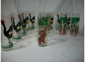 Fourteen Vintage Tom Collins Glasses - VERY Cool - Several Styles