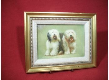 Vintage Oil Painting Of Old English Sheep Dog - VERY Small But VERY Well Done
