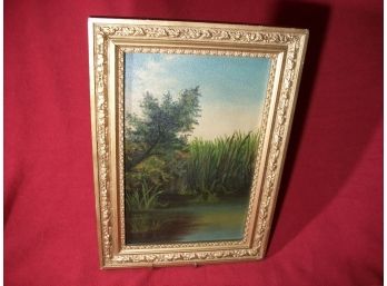 Antique Victorian Tree Painting C.1880s - Gold Gilt Frame - O/B - All Original