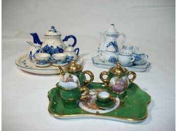 Three Adorable Miniature / Mini Tea Sets VERY VERY SMALL (Limoges)
