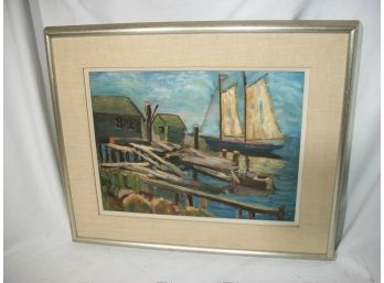 Vintage Oil On Board Painting Provincetown / PTown Massachusetts  Circa  1940's ?