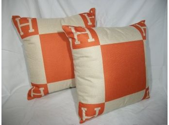 Two 'Hermes Avalon' Style Pillows - Great Decorator Pieces