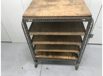 5 Shelf Metal And Wooden Cart