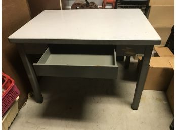 Vintage Metal Desk  42 X 30 X 29 Inches