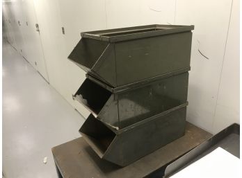 Set Of 3 Metal Bins 18 X 9 X 7 Inches