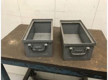 Heavy Duty Metal Stackable Bins Set Of 2     10.5 X 5.5 X 4.5 Inches