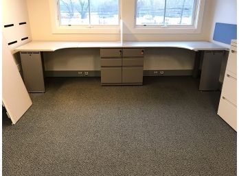 Kimball Office Desk & Two Three Drawer Desk File