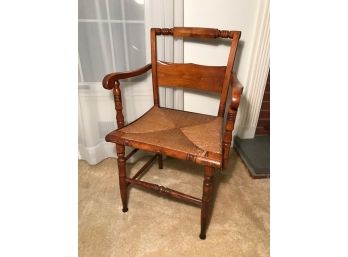 Antique Pine Rush Seat Arm Chair