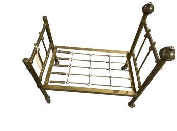 Vintage Miniature Brass Dolls Bed