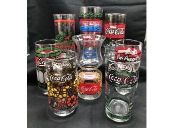 Colorful Group Of Collectible Coca Cola Glasses