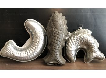 Antique German, Vintage And Newer Fish Molds