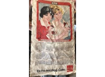 1974 Coca Cola Calendar Dish Towel In Box
