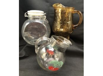 Two Vintage Pitchers And A Sealing Canister