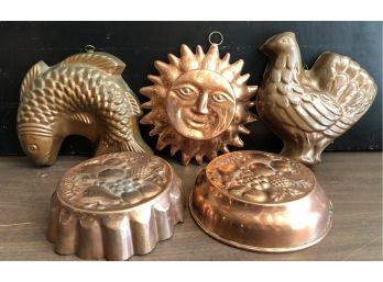 Copper Molds - Fish, Sun, Chicken And Two Round