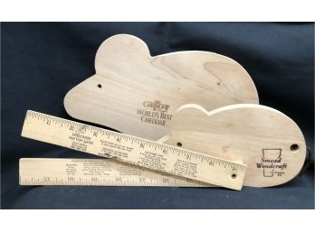 Two Wood Mouse Cutting Board And A Fish Measuring Ruler