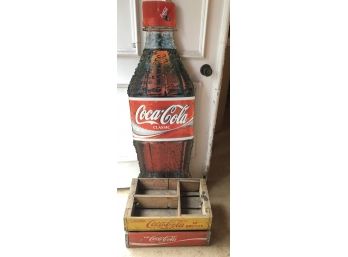 4 Ft Corrugated Plastic Coke Bottle And Two Crates