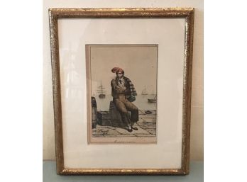 Framed Colored Lithograph - H. Lecomte