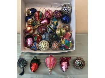 Box Of Vintage Handmade Christmas Ornaments