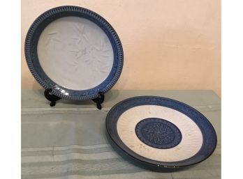 Two Japanese Blue & White Plates