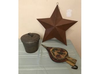 Three Piece Country Lot- Star, Allows & Bucket With Lid