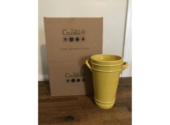 NIB- Yellow Stoneware Vase