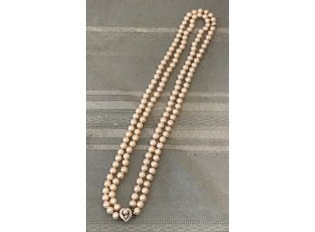 Faux Pearl Necklace- 32' Double Strand