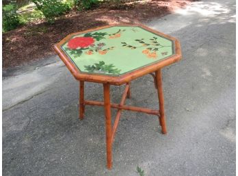 Retro Bamboo Table With Floral Top