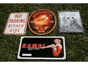 4 Vintage Signs Kamel Three Stooges Maudite Parking