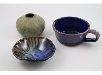 Studio Art Pottery Bowls And Vase