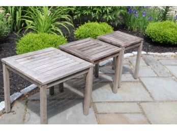 Trio Of Outdoor Teak Stackable Tables