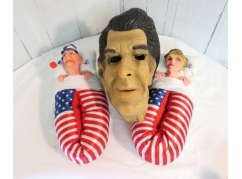 Nancy And Ronald Reagan Gag Slippers Rubber Mask