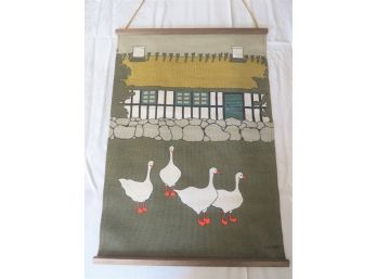 Mid-century Ukempe Hanging Linen Ducks Wall Art