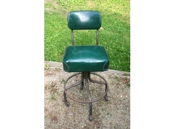 Vintage Industrial Drafting Swivel Office Chair Stool With Light