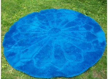 Mid-century Modern Blue 'Sun' Round Area Rug