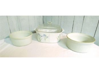 4 Pc Aplico France Ceramic & Covered Casserole