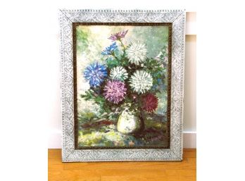 R. Wormser Framed Oil On Canvas Floral Still Life