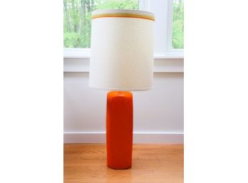 Mid-century Tangerine Ceramic Cylinder Table Lamp