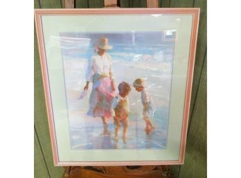 Don Hatfield 'looking For Treasures' Beach Framed Print