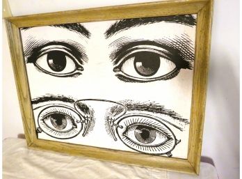 Fornasetti Style Mid-century 'Eyes' Framed Pop Art