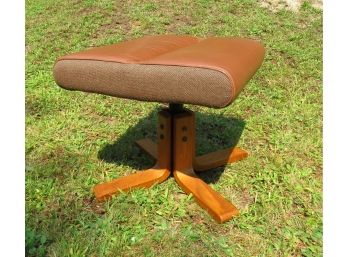 Vintage Mid-century Leather And Bentwood Ottoman