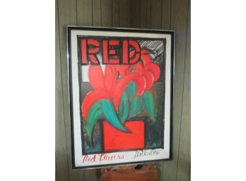 Huge Original Painting Red Flowers 3ftx4ft