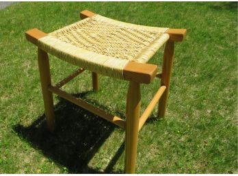 Woven Rush Seat MCM Stool