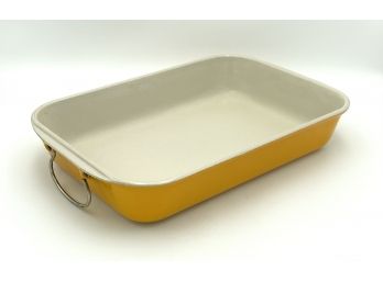 Vintage Le Creuset 15-Inch Enameled Iron Baking Pan With Metal Bail Handles